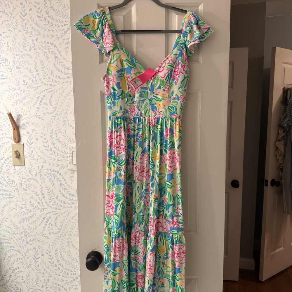 Floral Maxi Dress with Ruffle Sleeves